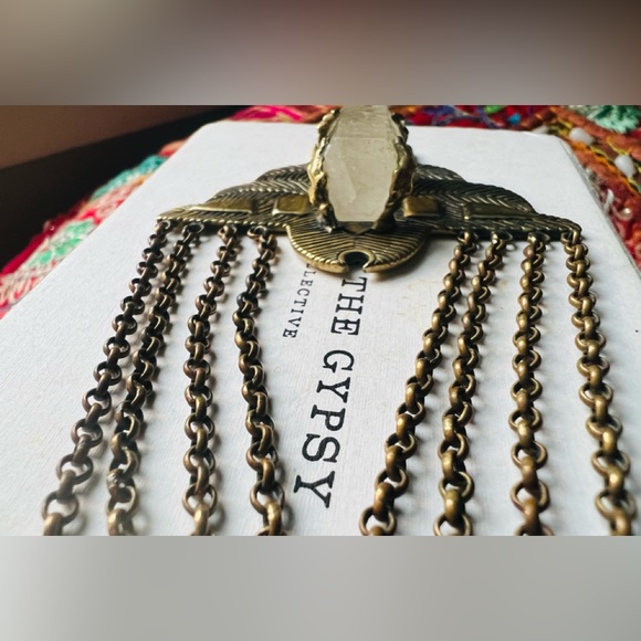 SOLD Spell And The Gypsy Dark Side of the Moon Necklace With Crystal Stone Brass - Picture 8 of 11